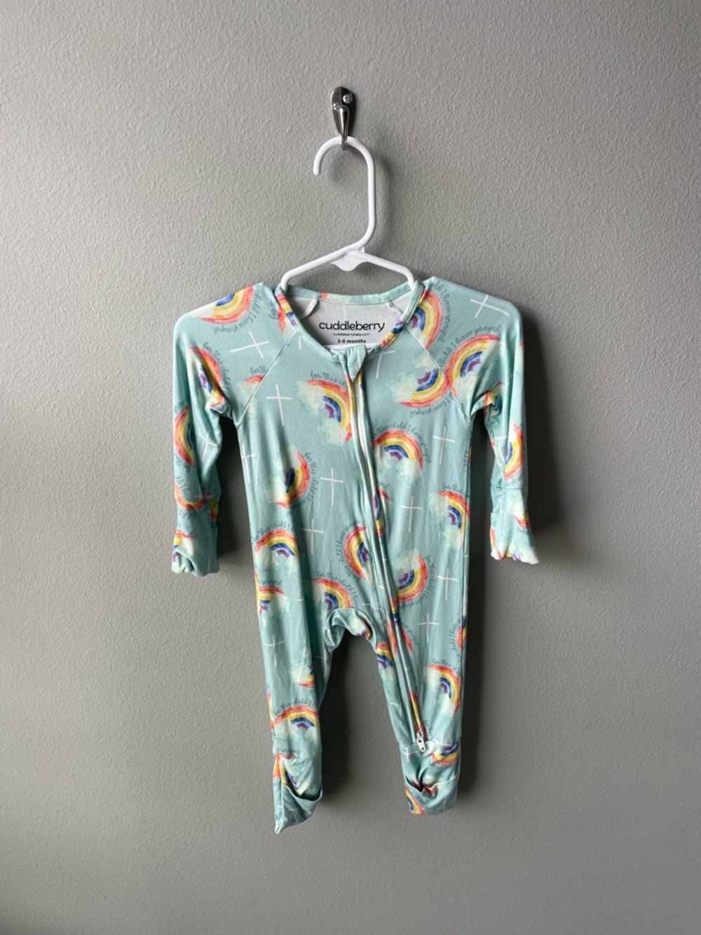 Cuddleberry // For This Child I Have Prayed Bamboo Zippy Sleeper with Rainbows